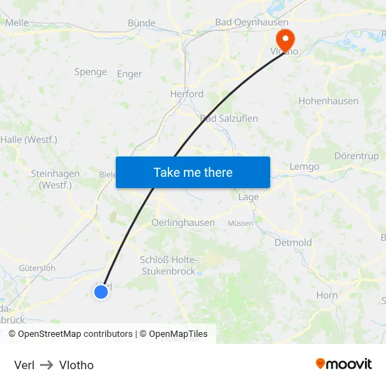 Verl to Vlotho map