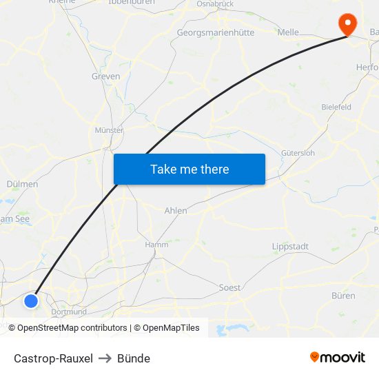 Castrop-Rauxel to Bünde map