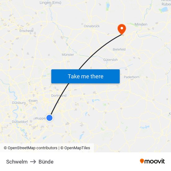 Schwelm to Bünde map