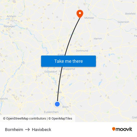 Bornheim to Havixbeck map