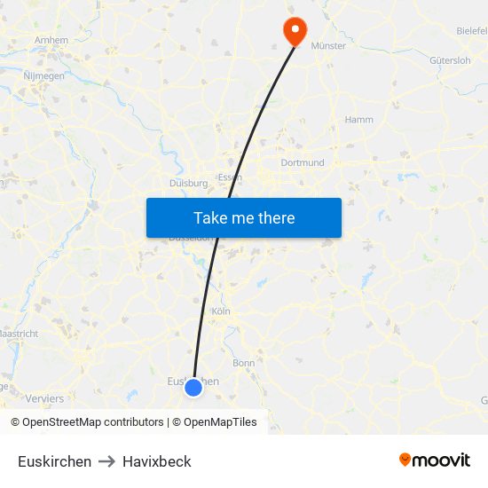 Euskirchen to Havixbeck map