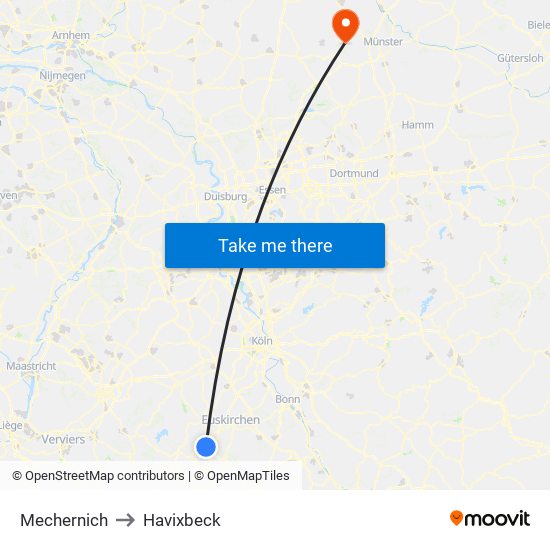 Mechernich to Havixbeck map