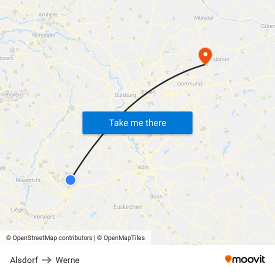 Alsdorf to Werne map