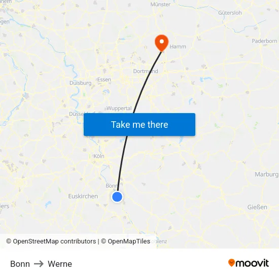 Bonn to Werne map