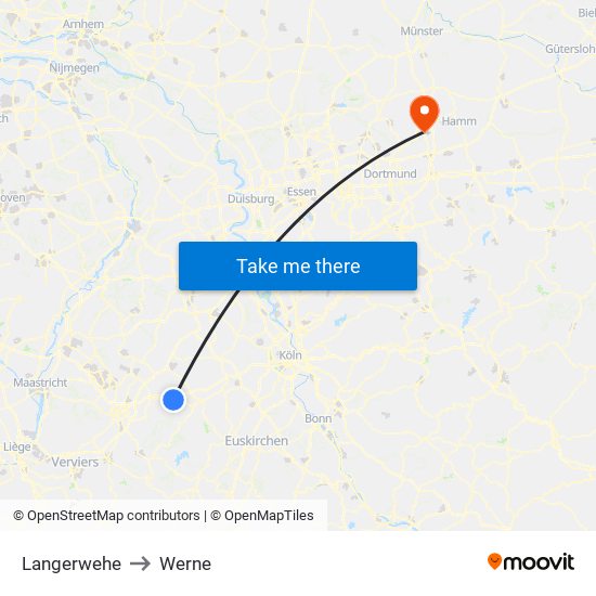 Langerwehe to Werne map