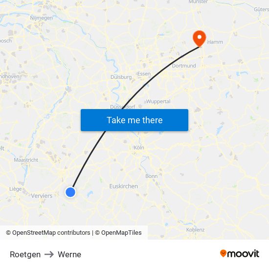 Roetgen to Werne map