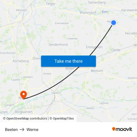 Beelen to Werne map