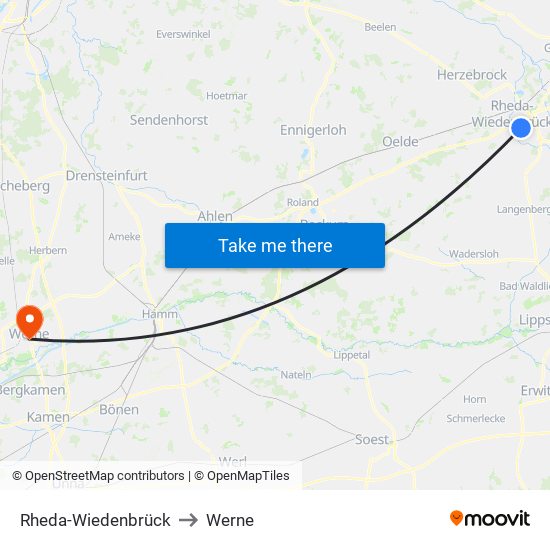 Rheda-Wiedenbrück to Werne map