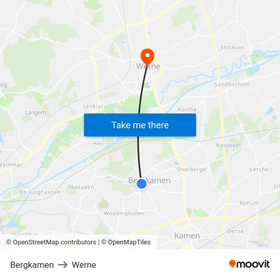 Bergkamen to Werne map