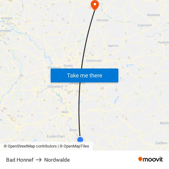 Bad Honnef to Nordwalde map