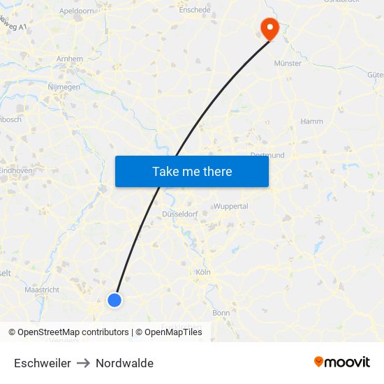 Eschweiler to Nordwalde map