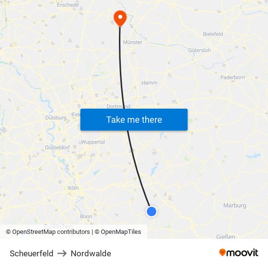 Scheuerfeld to Nordwalde map