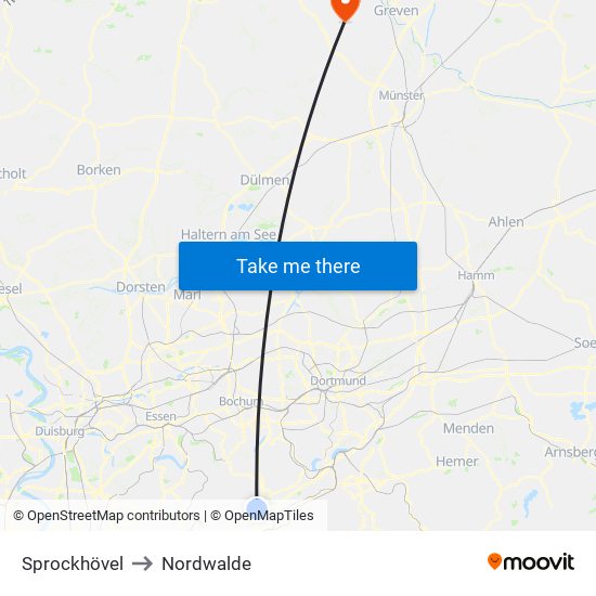 Sprockhövel to Nordwalde map