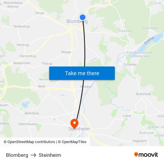 Blomberg to Steinheim map