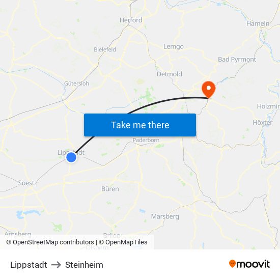 Lippstadt to Steinheim map