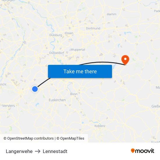 Langerwehe to Lennestadt map