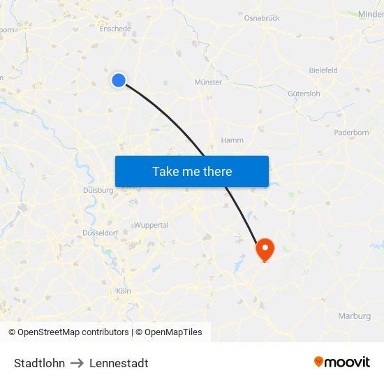 Stadtlohn to Lennestadt map