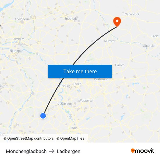 Mönchengladbach to Ladbergen map