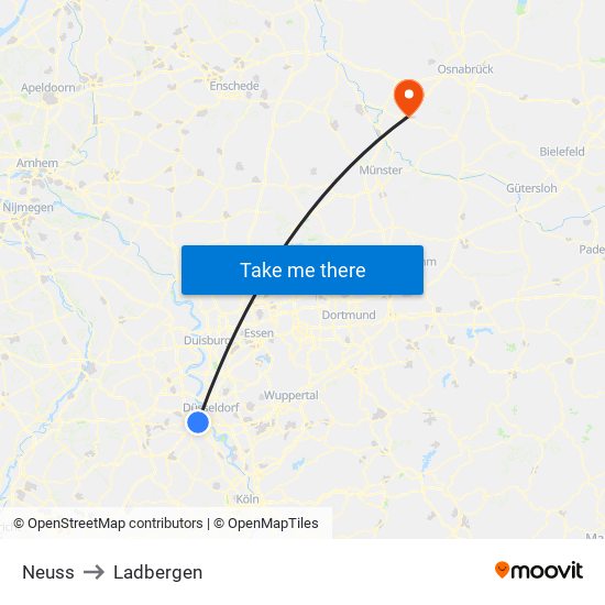 Neuss to Ladbergen map