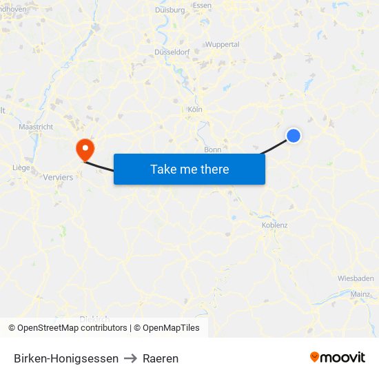 Birken-Honigsessen to Raeren map