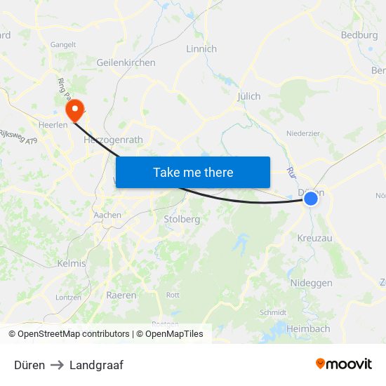 Düren to Landgraaf map