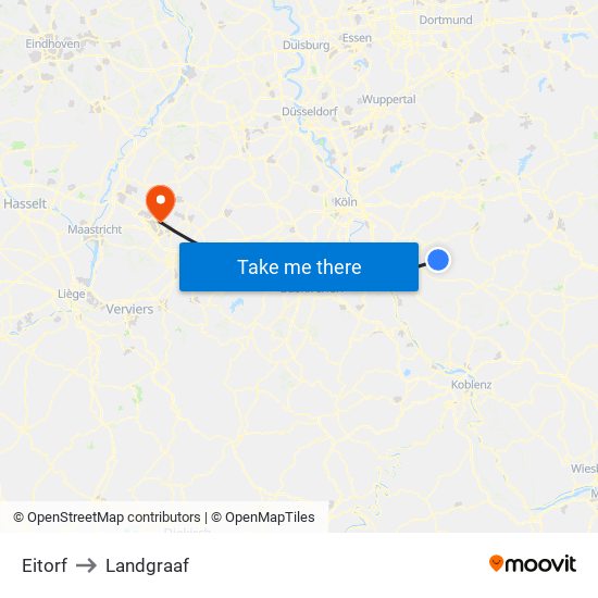 Eitorf to Landgraaf map