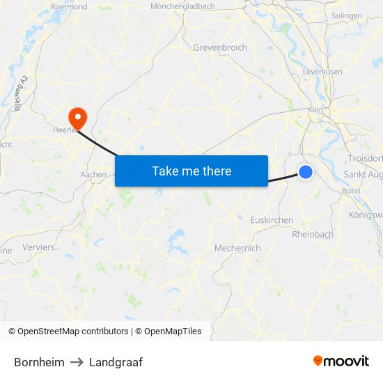 Bornheim to Landgraaf map
