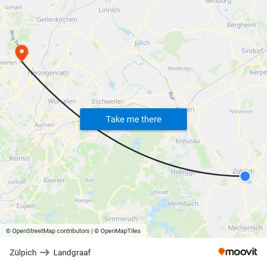 Zülpich to Landgraaf map