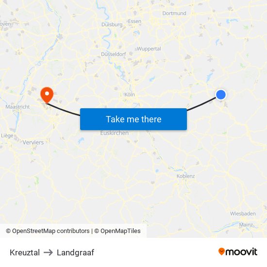 Kreuztal to Landgraaf map