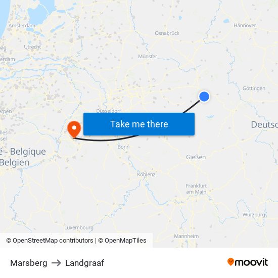Marsberg to Landgraaf map