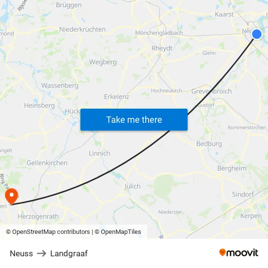 Neuss to Landgraaf map