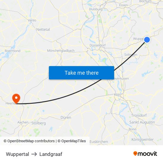 Wuppertal to Landgraaf map