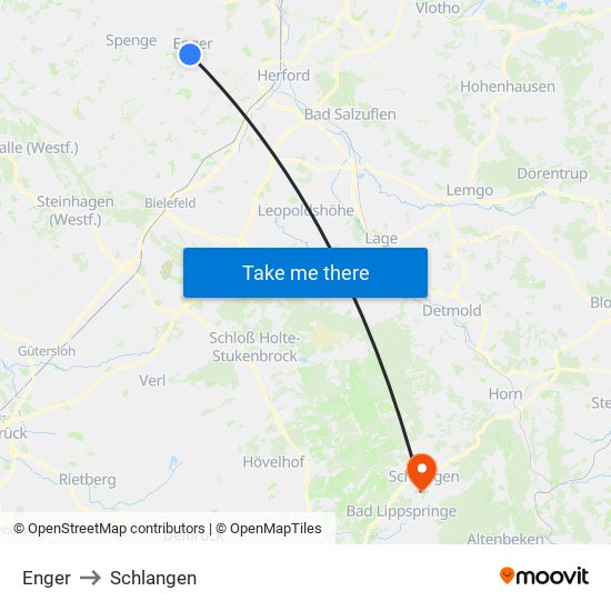 Enger to Schlangen map