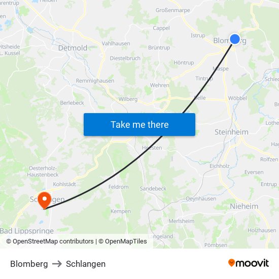 Blomberg to Schlangen map
