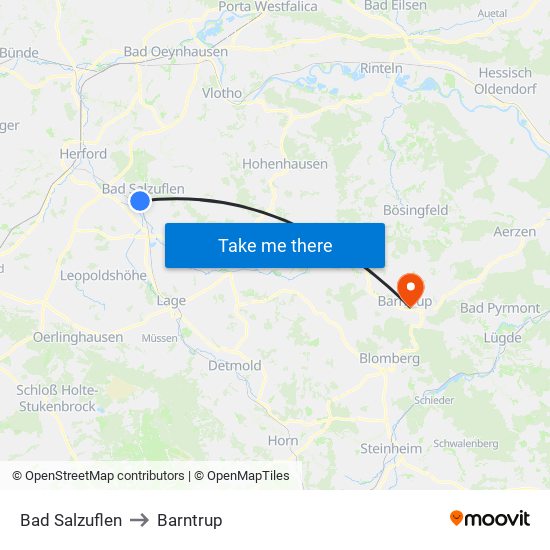 Bad Salzuflen to Barntrup map
