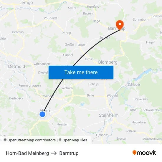 Horn-Bad Meinberg to Barntrup map