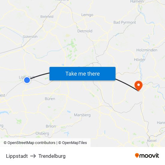 Lippstadt to Trendelburg map