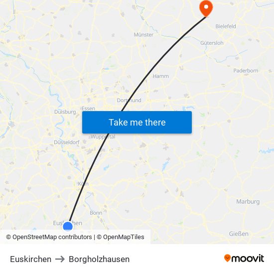 Euskirchen to Borgholzhausen map