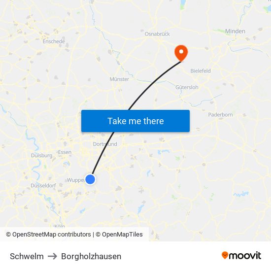 Schwelm to Borgholzhausen map