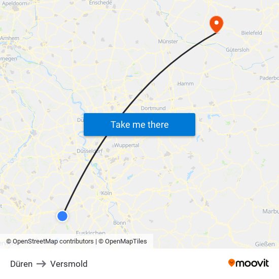 Düren to Versmold map