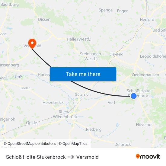 Schloß Holte-Stukenbrock to Versmold map