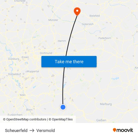 Scheuerfeld to Versmold map