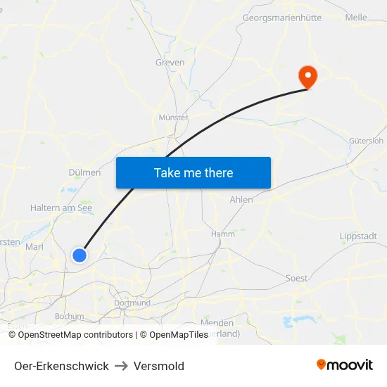 Oer-Erkenschwick to Versmold map