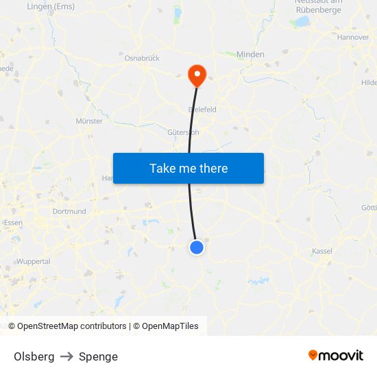 Olsberg to Spenge map