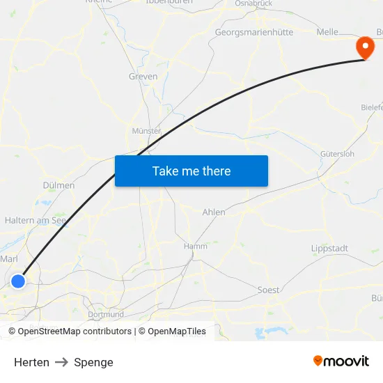 Herten to Spenge map