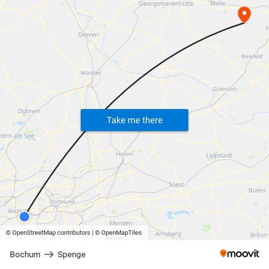 Bochum to Spenge map