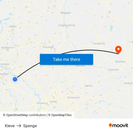 Kleve to Spenge map