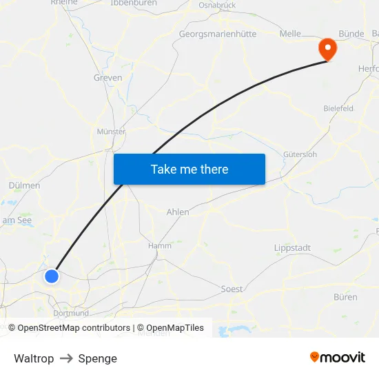 Waltrop to Spenge map