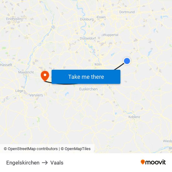 Engelskirchen to Vaals map