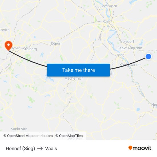 Hennef (Sieg) to Vaals map